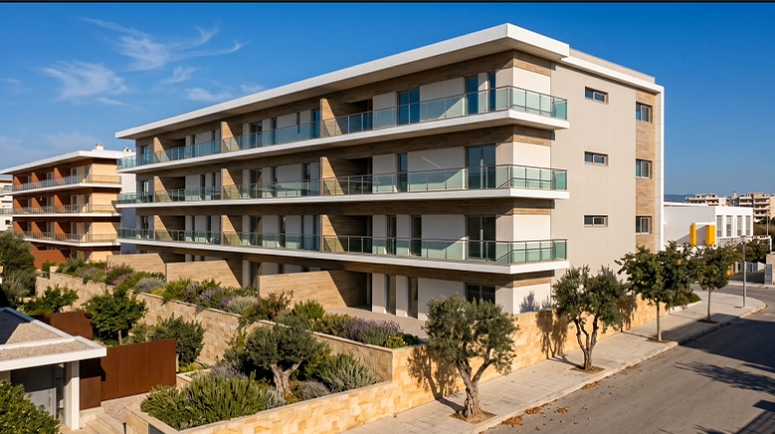 Vale Lagar 89 building facade and landscaped surroundings